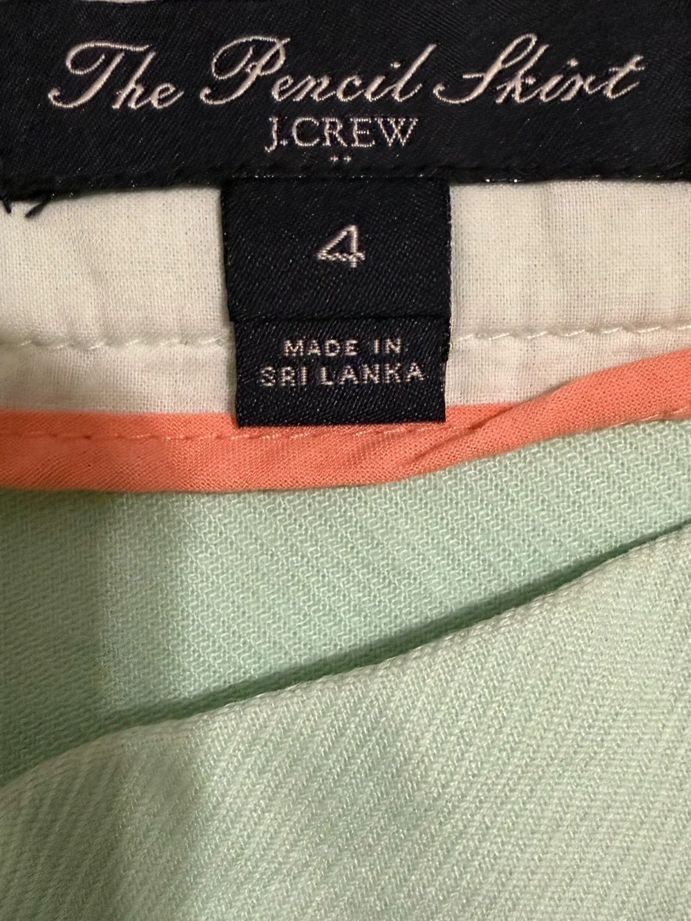 J. Crew Light Mint Pencil Skirt